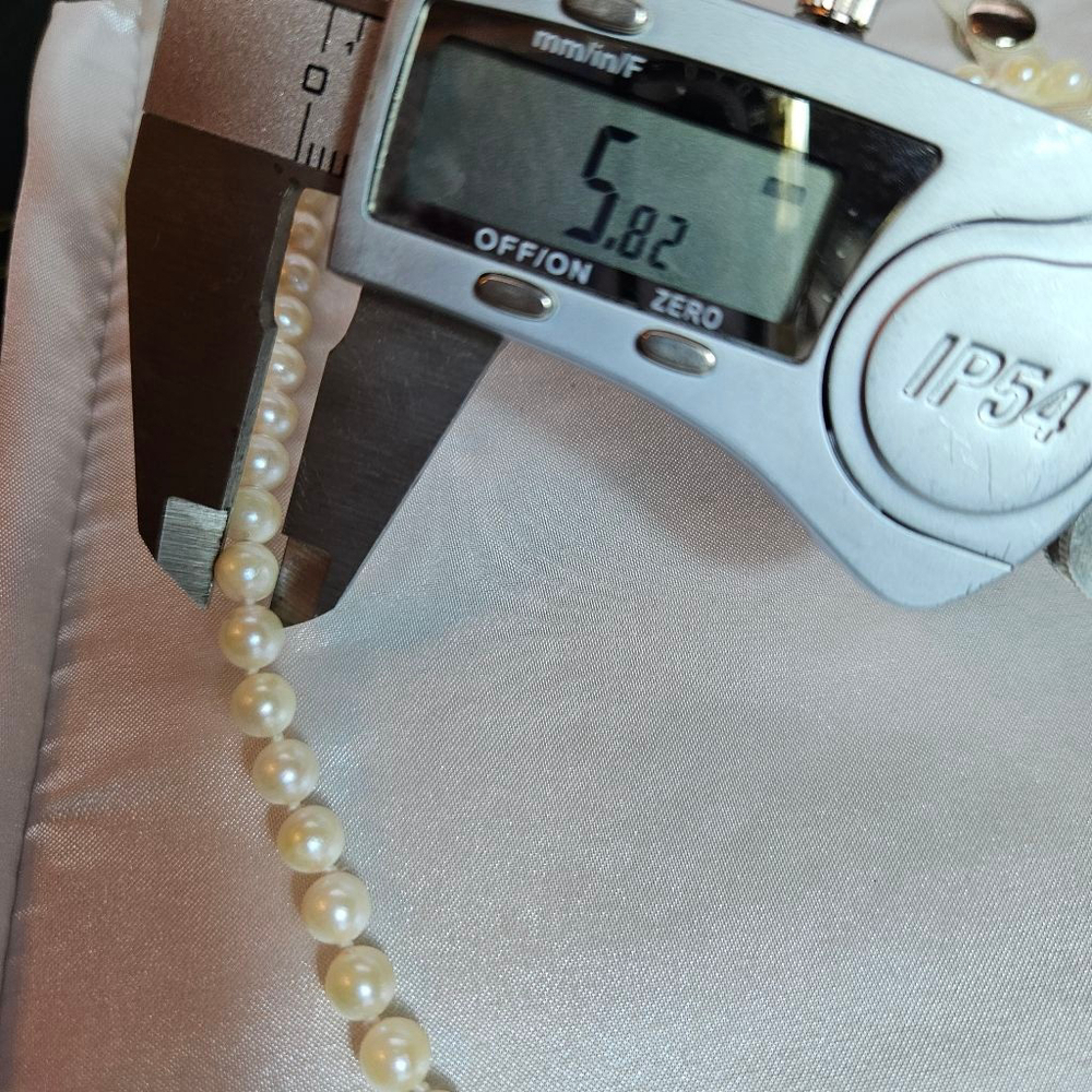 Akoya Pearls 14k Gold Clasp Knotted Single Strand Cream New In Box Vintage - Picture 8 of 9
